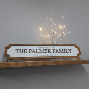 Personalised Street Train Sign Family Home Style Indoor Custom Sign Plaque Bespoke Gift Idea Christmas Theme Christmas Sign