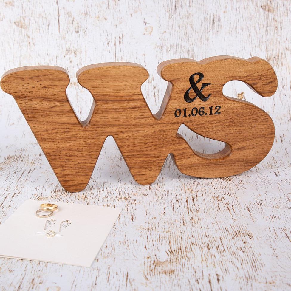 Engagement Gift Idea Engagement Present Wood Wedding Gift Unique Couples  Gift Custom Wooden Letters Initials -  UK
